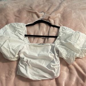 White Zara Puffy Sleeves Top